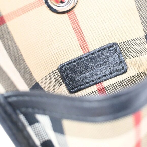 BURBERRY Logo Check Card Case Holder Canvas Leather Brown Black Italy 67KB292 - Picture 11 of 13